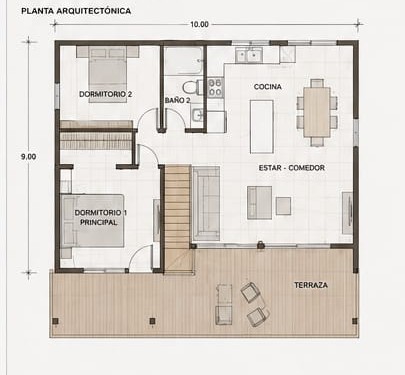Plano de arquitectura, Modelo Essential 90m²