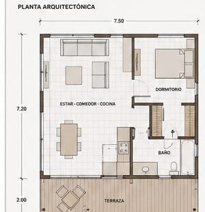 Plano de arquitectura, Modelo Granero 54m²