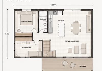 Plano de arquitectura, Modelo Granero 90m²
