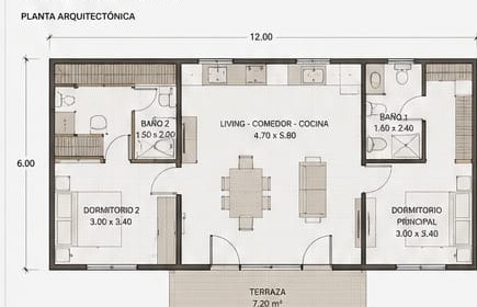 Plano de arquitectura, Modelo Kit Básico 72m²